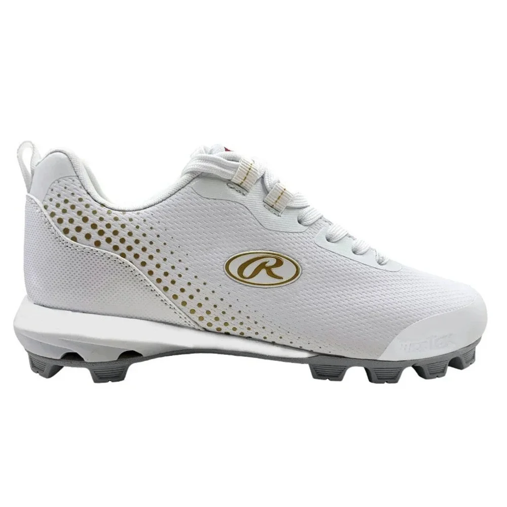Rawlings Women's Division Low Softball Cleats - White/Gold, Size 7
